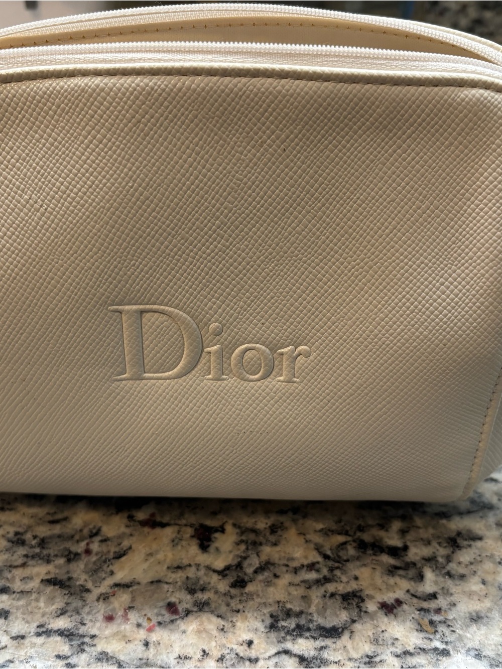 Dior Cream Embossed Leather Cosmetic Pouch